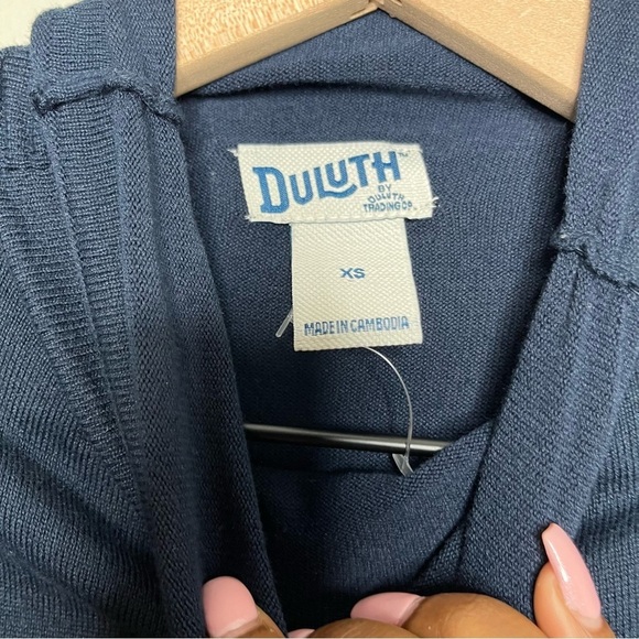 Duluth Women Turtleneck Sweatshirt XS S'no Sweat Sweater‎ Cool Max Blue White - Picture 9 of 9